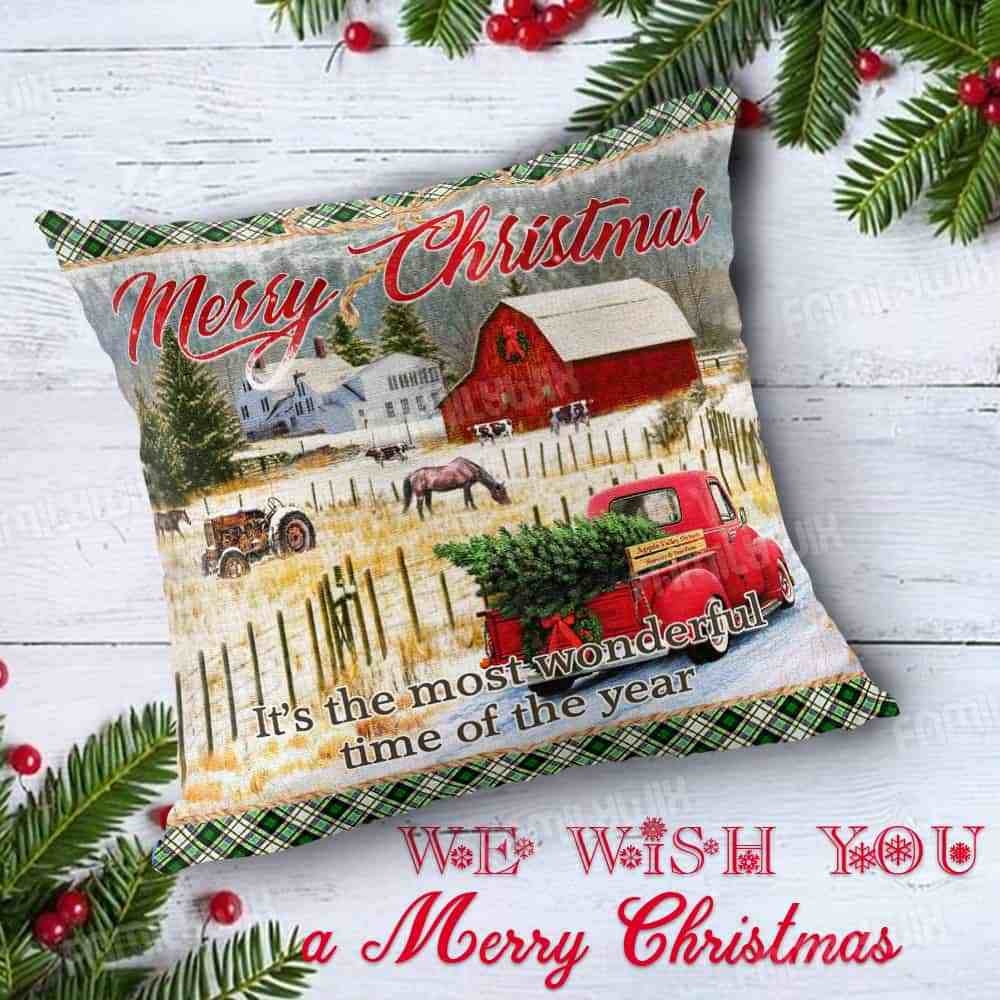 Country Life Red Truck Christmas Cushion Cover