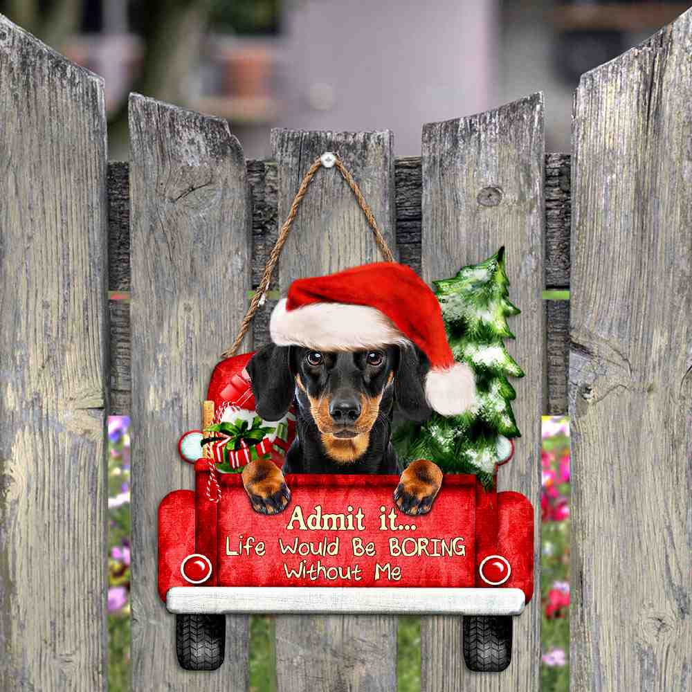Dachshund Dog Christmas Wooden Sign