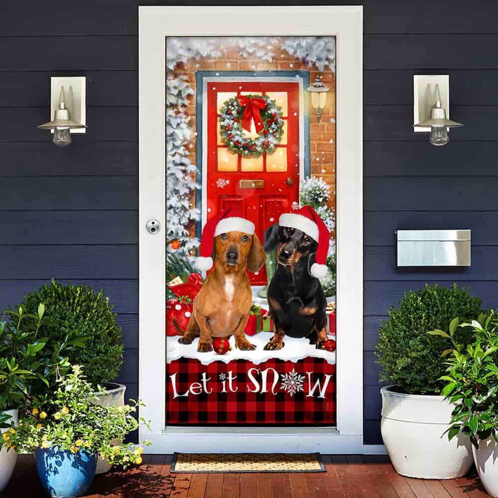 Dachshunds Christmas Door Cover