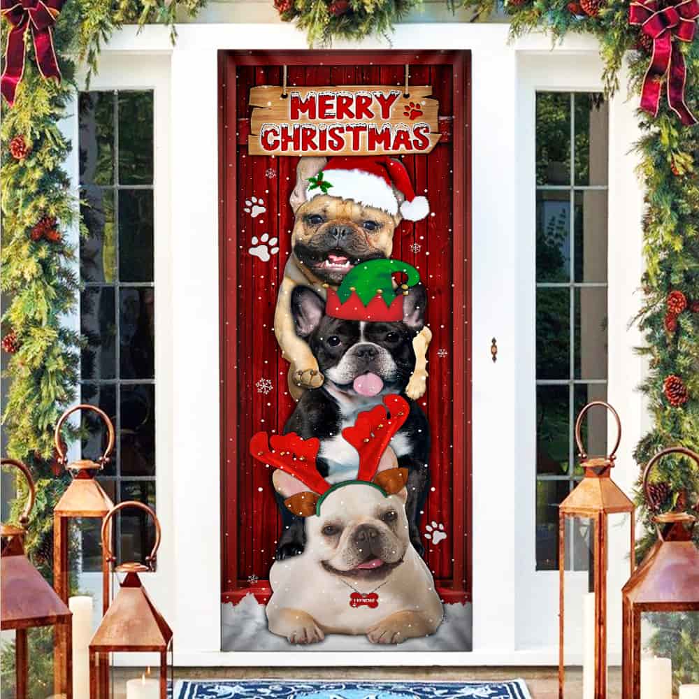 Frenchie Merry Christmas Door Cover