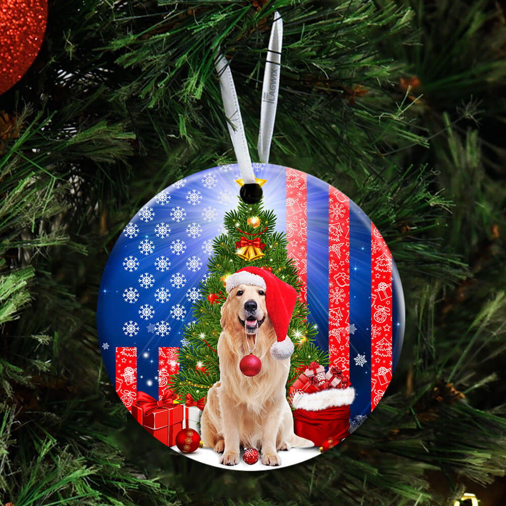 Golden Retriever Christmas Ceramic Ornament