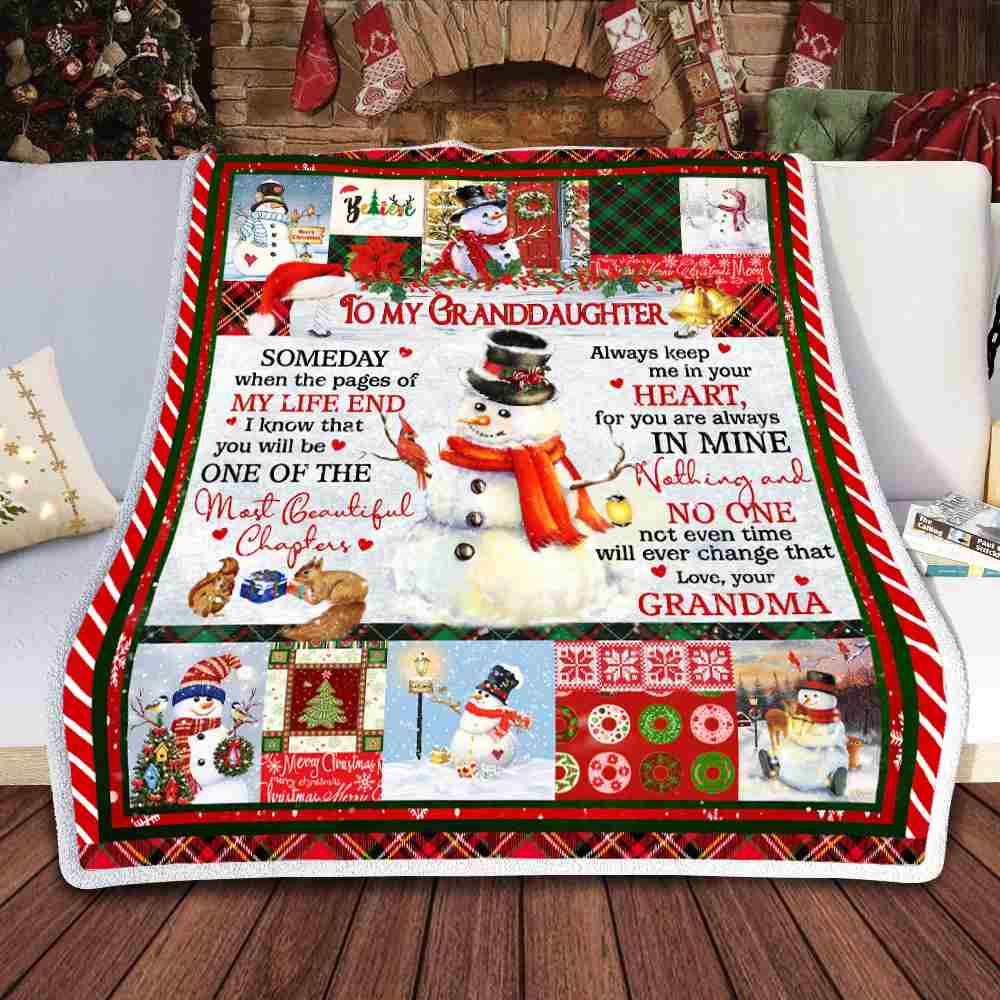 Grandma To Granddaughter Sofa Throw Blanket Snowman Christmas Gift