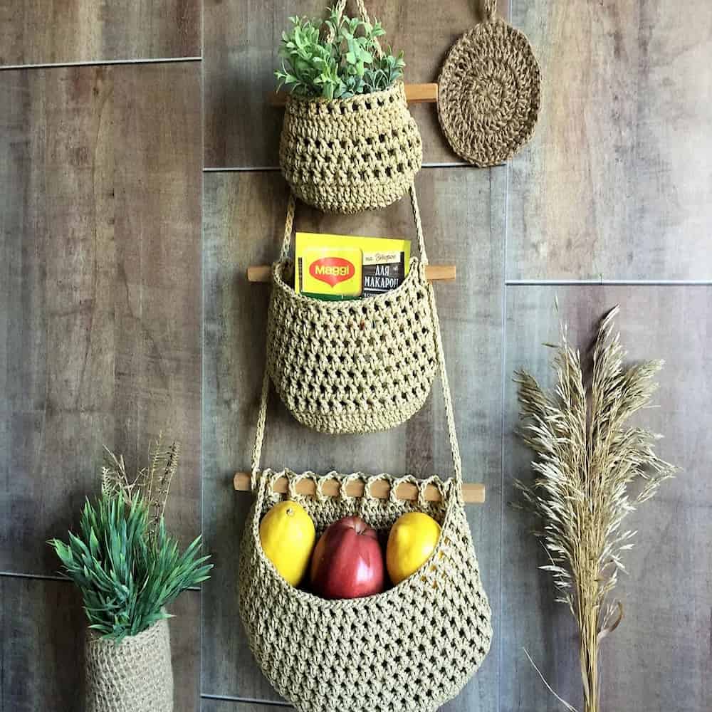 Hanging Fruit Basket Kitchen Set For Storing Vegetables