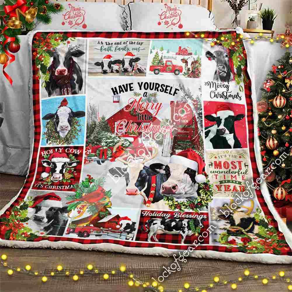 Have Yourself A Merry Little Christmas, Cow Sofa Throw Blanket