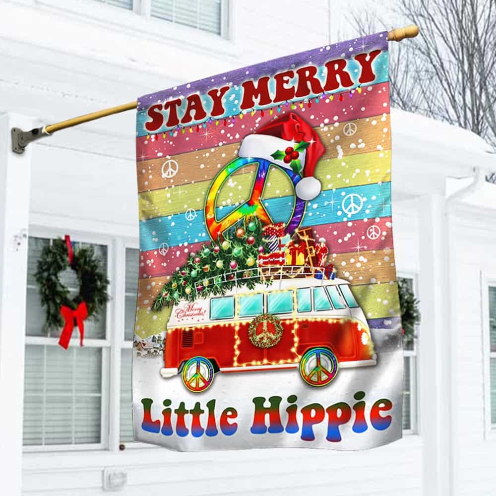 Hippie Christmas Flag Stay Merry Little Hippie
