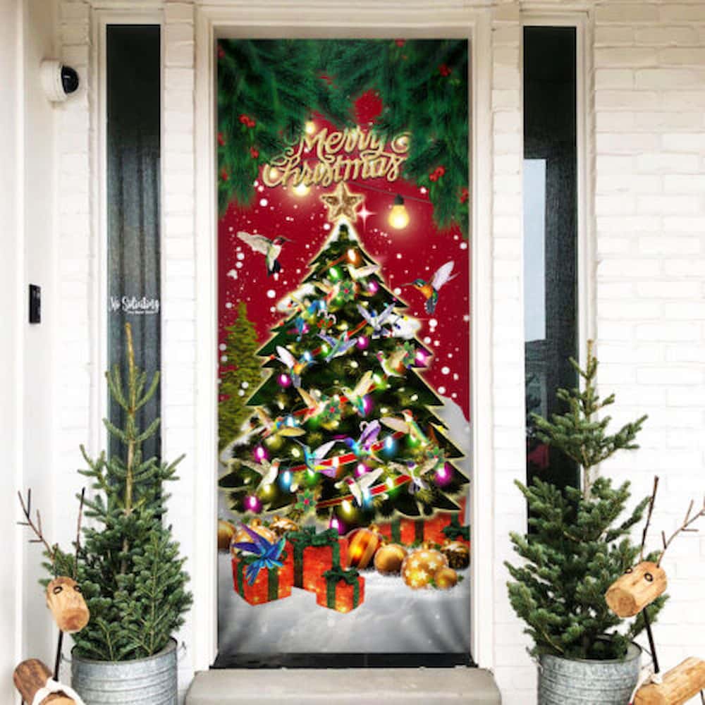 Hummingbird Christmas Tree Door Cover