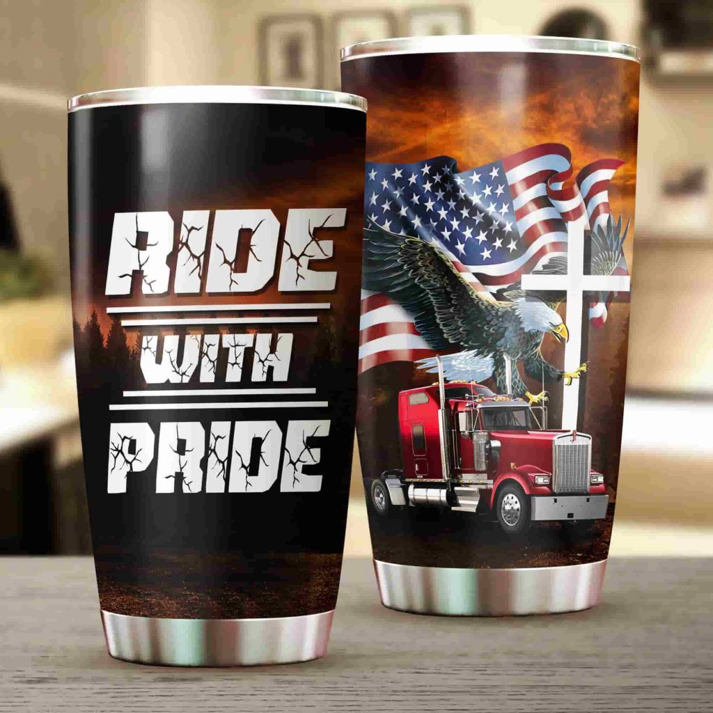 Jesus American Eagle Trucker Ride With Pride Tumbler