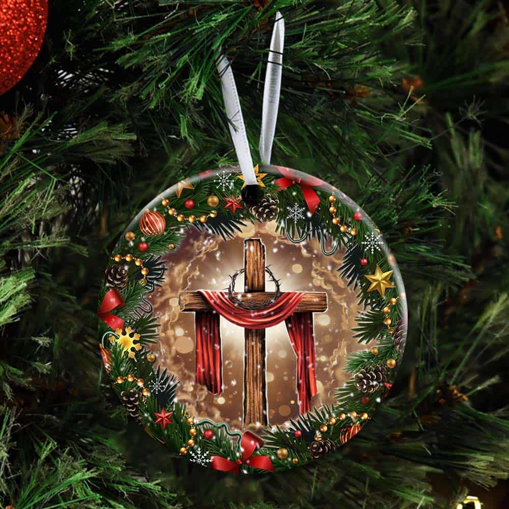 Jesus Christian Cross Christmas Ceramic Ornament