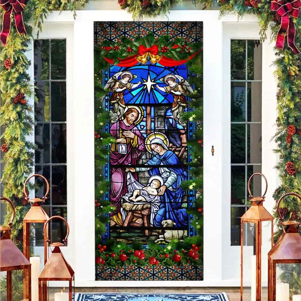 Jesus Christmas. Nativity Of Jesus Door Cover