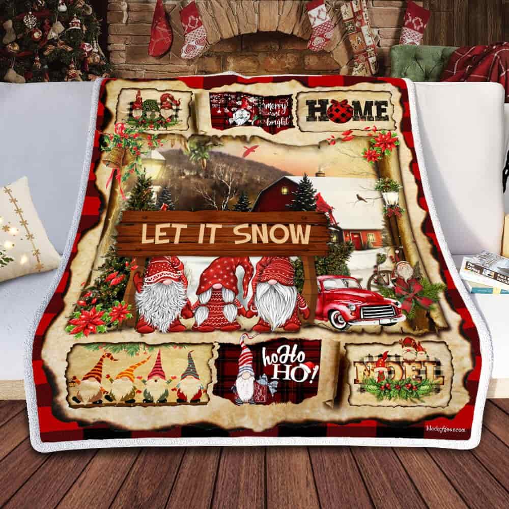 Let It Snow Gnome Christmas Sofa Throw Blanket