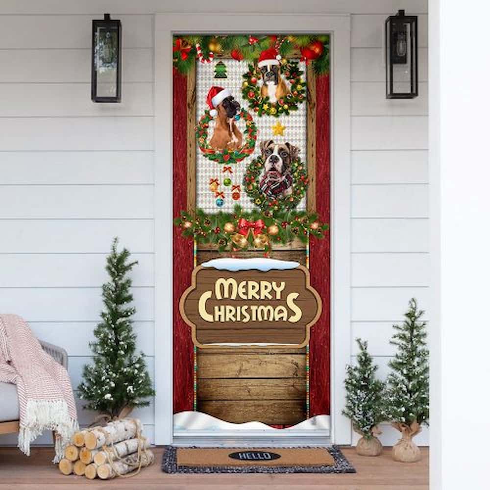 Love Boxer Dog Christmas Door Cover
