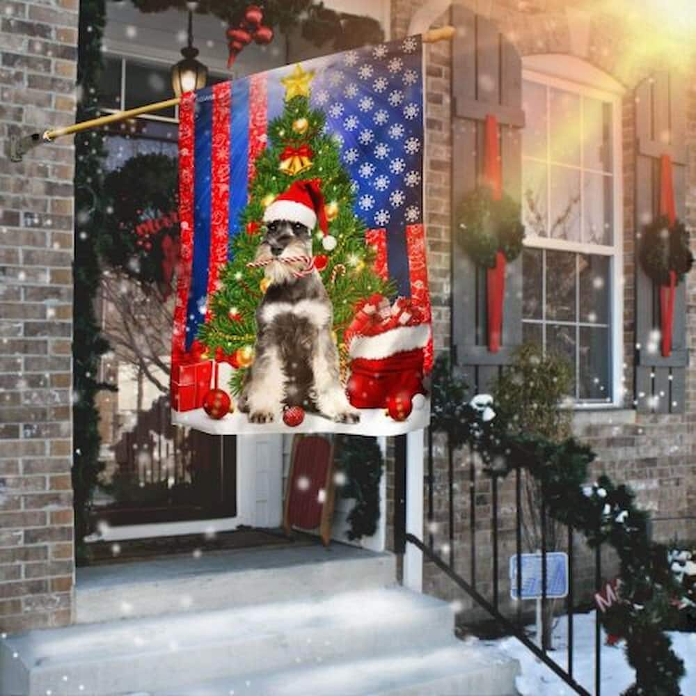 Lovely Schnauzer Christmas Flag Flagwix™ Merry Christmas With Schnauzer Dog Flag