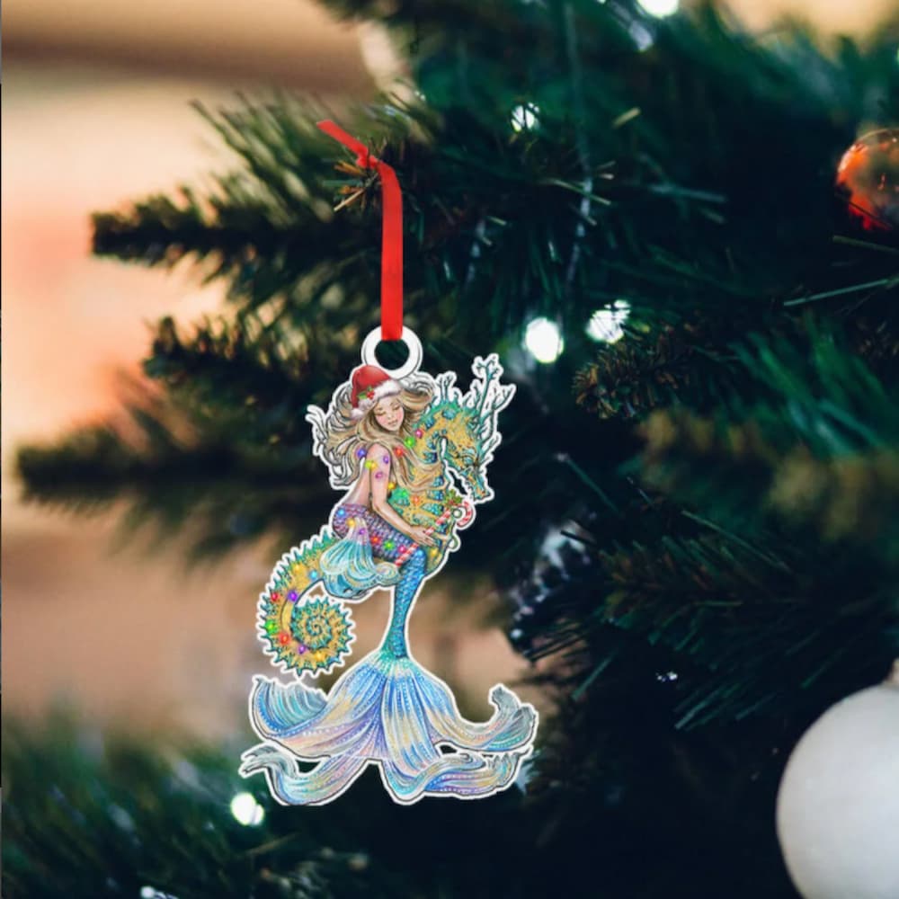 Mermaid Custom – Shaped Ornament Seahorse - Mermaid Christmas ornaments