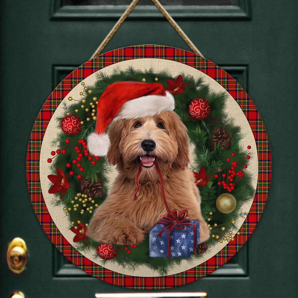 Merry Christmas Labradoodle Wooden Sign