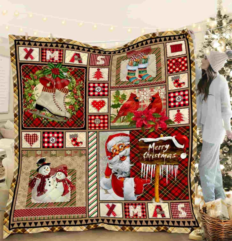 Merry Christmas Truck Quilt Blanket