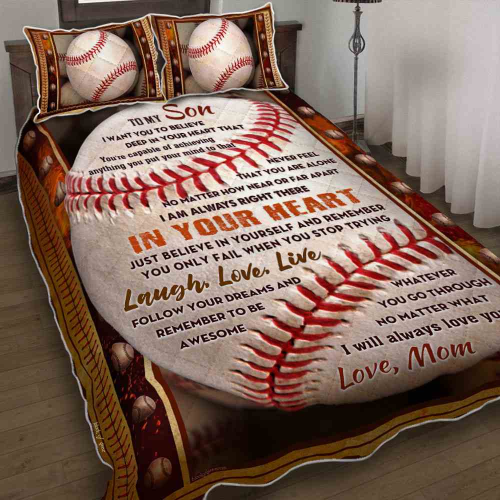 My Baseball Mom Quilt Bedding Set