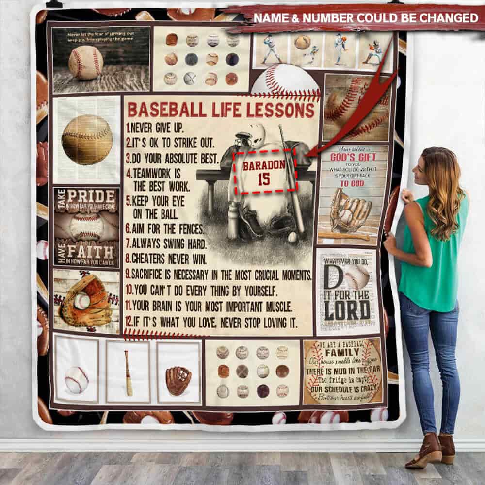 Personalized Baseball Life Lessons Sofa Throw Blanket