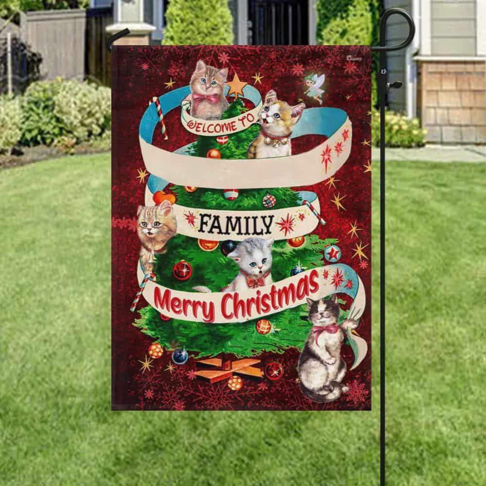 Personalized Cat Flag Merry Christmas