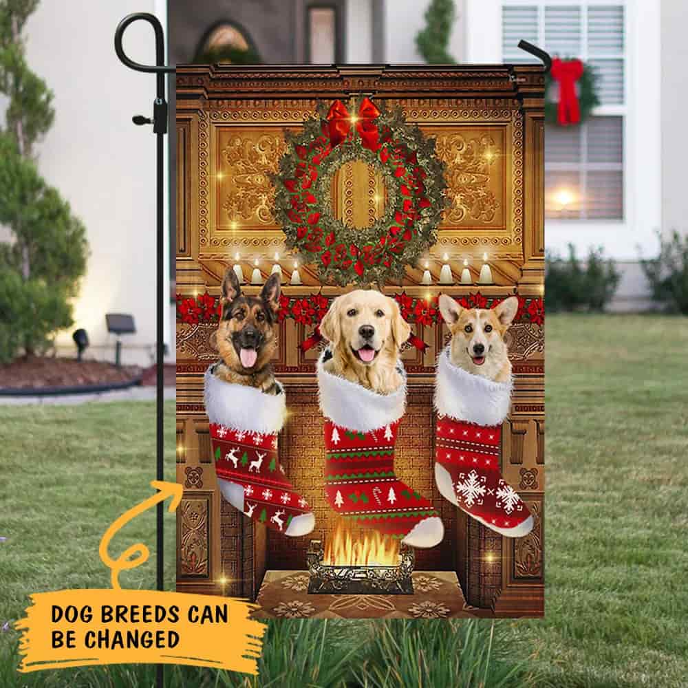 Personalized Dog Christmas Dog Stocking Flag