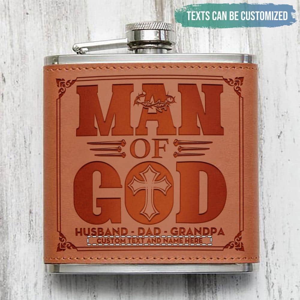 Personalized For Dad, Grandpa Man Of God Husband Stainless Steel Flask