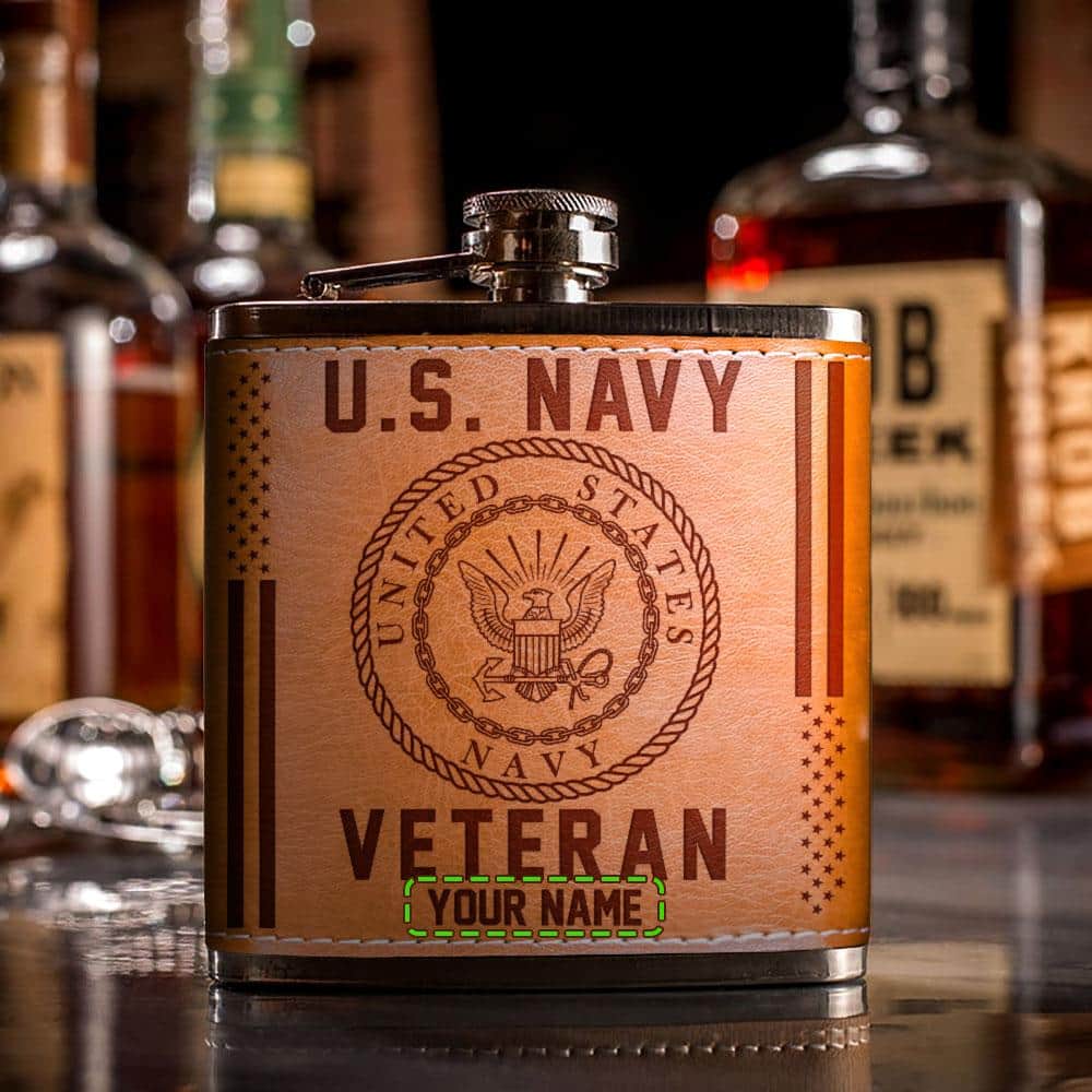 Personalized Stainless Steel Flask For U.S. Navy