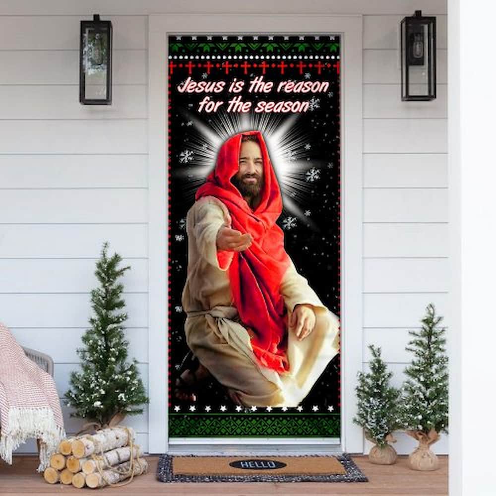 Reason For The Season Jesus Christ Christmas Door Cover