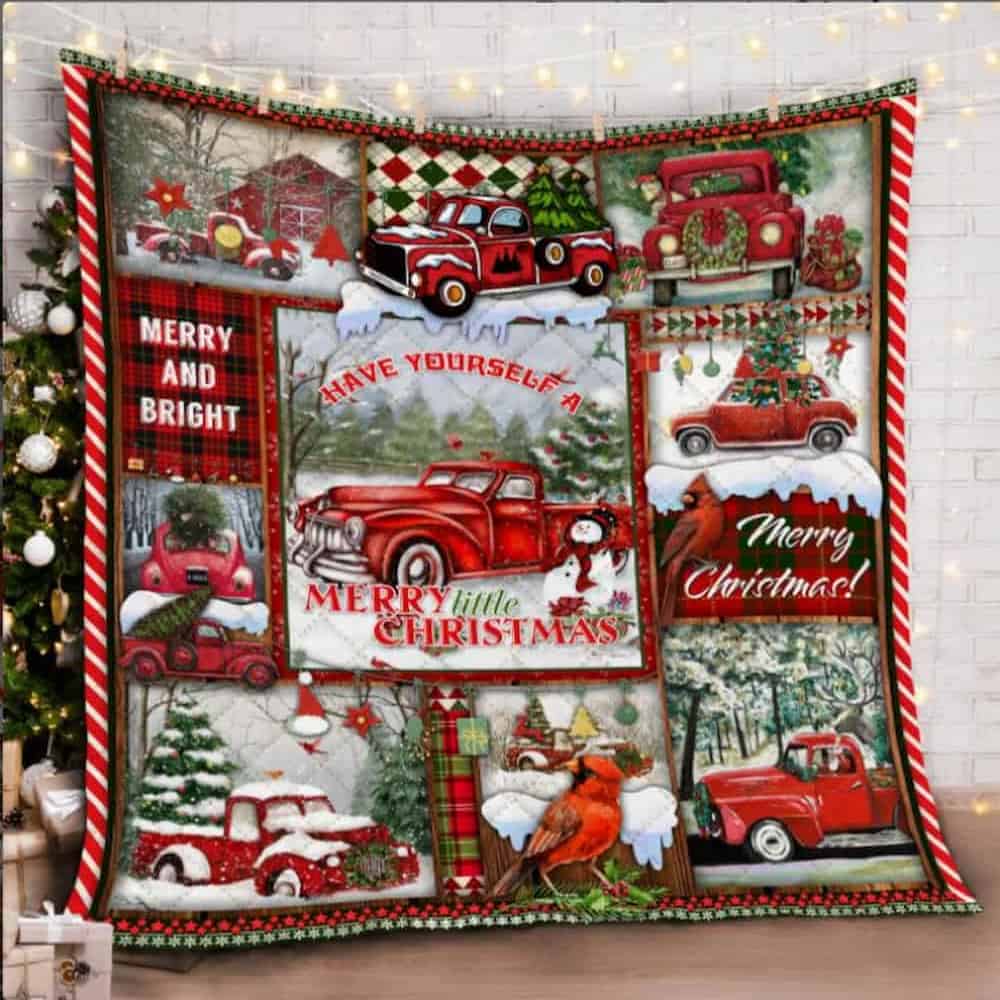 Red Truck Christmas Quilt Geembi™ Christmas throw quilt