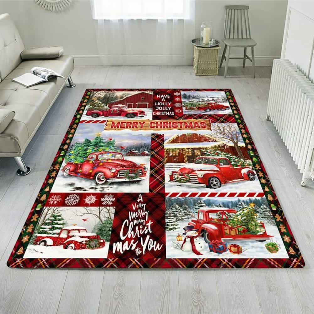 Red Truck Christmas Rug, It’s the most wonderful time