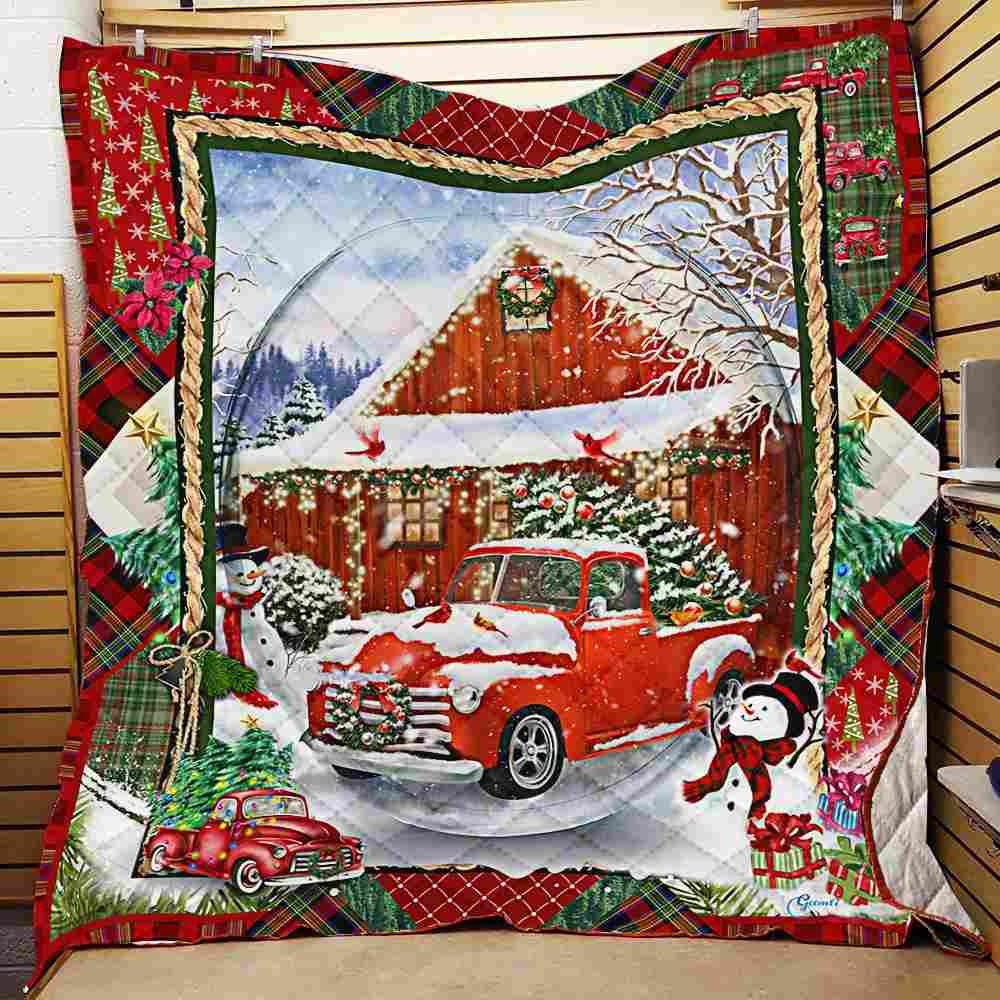 Red Truck Xmas Quilt Blanket