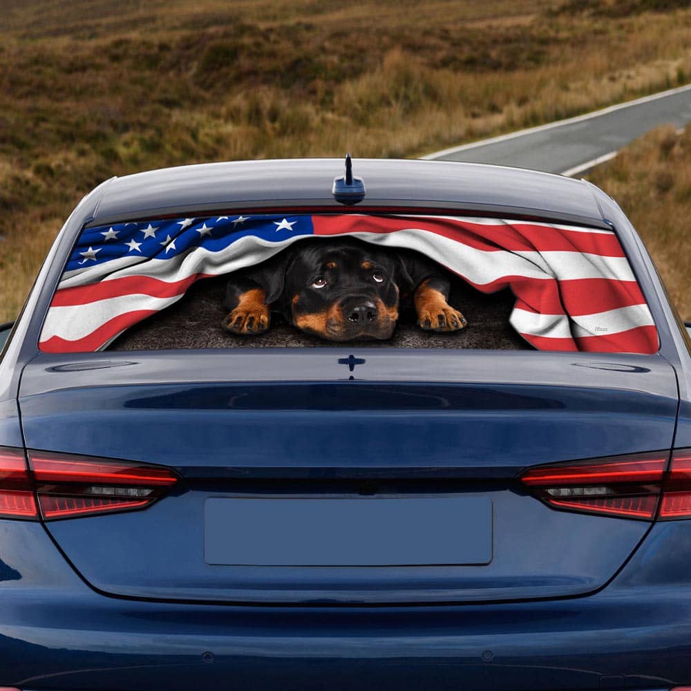Rottweiler. American Patriot Rear Window Decal