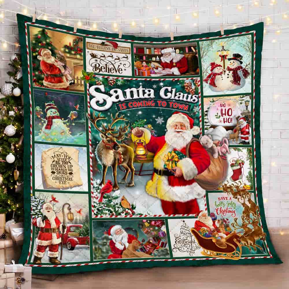 Santa Claus Is Coming To Town Quilt Blanket Geembi™ Christmas Santa Claus quilt