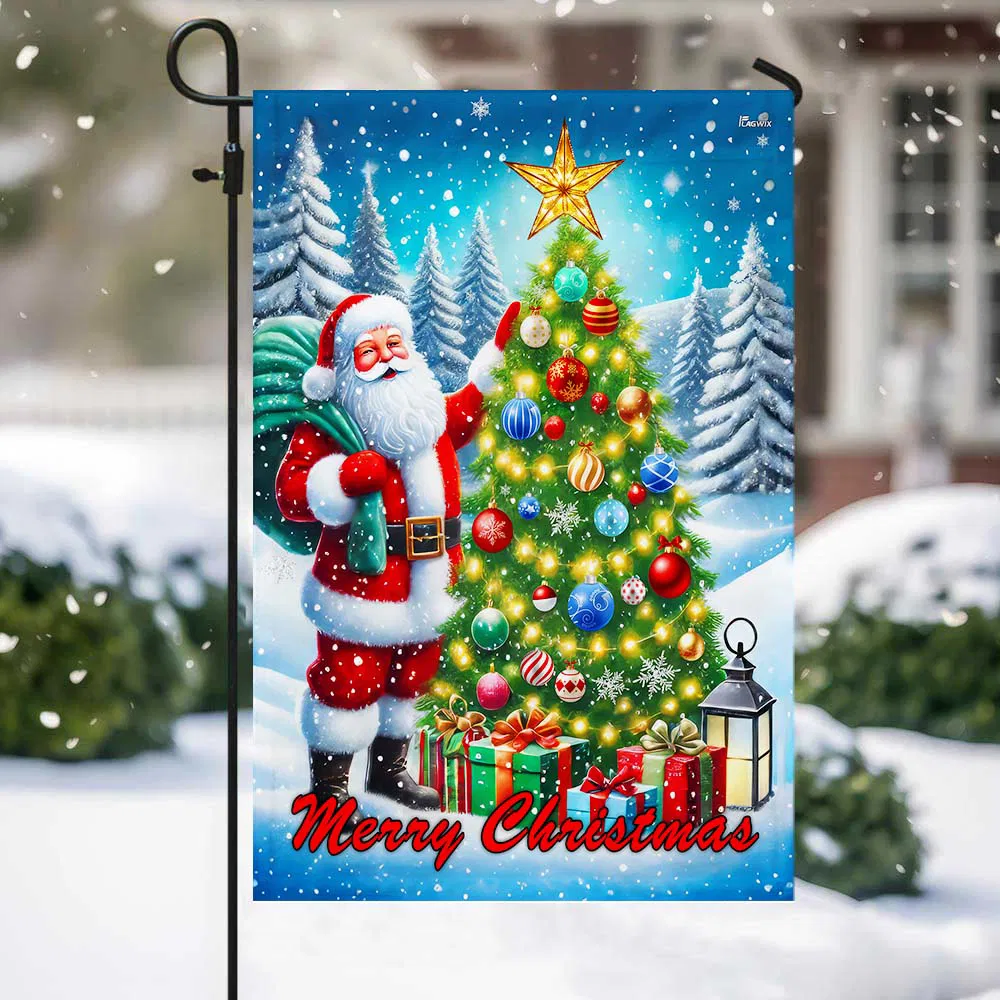 Santa Claus Merry Christmas Flag