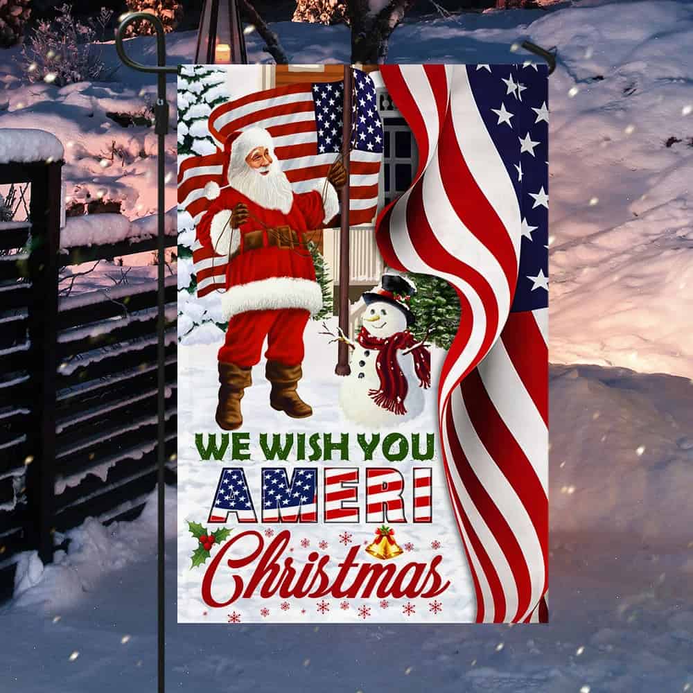 Santa Claus US Flag We Wish You Ameri Christmas