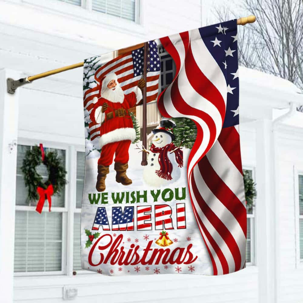 Santa Claus US Flag We Wish You Ameri Christmas Flagwix™ American flag Christmas