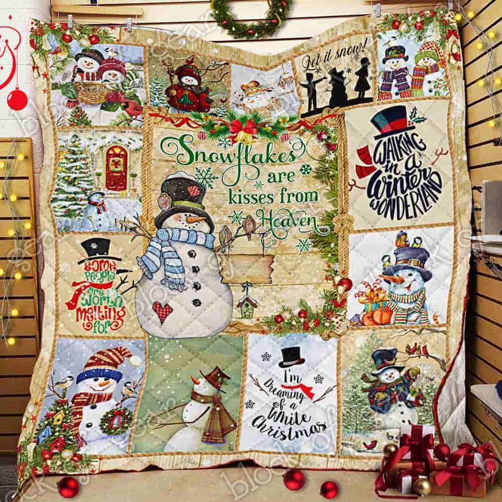 Snowflakes Are Kisses from Heaven , Snowman Quilt Geembi™ Christmas Snowman Quilt