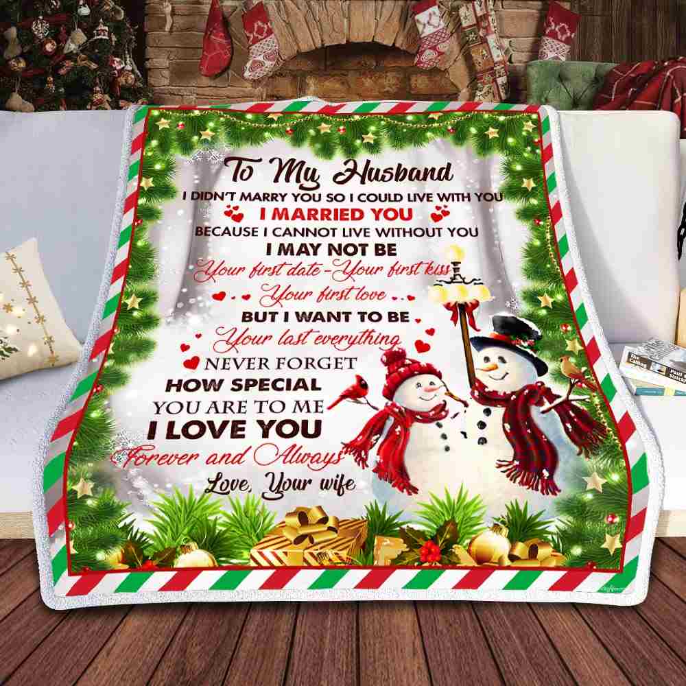 Snowman Couple Christmas Sofa Throw Blanket