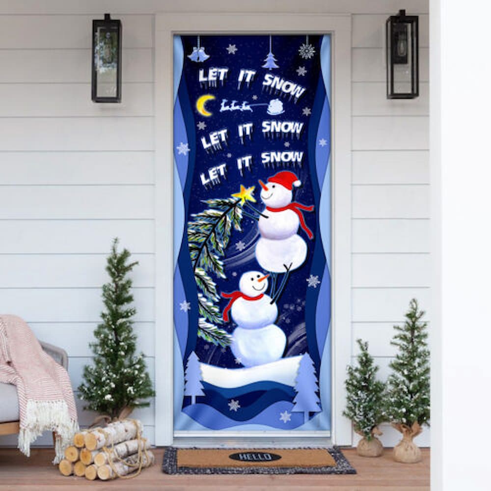 Snowman Door Cover Let It Snow