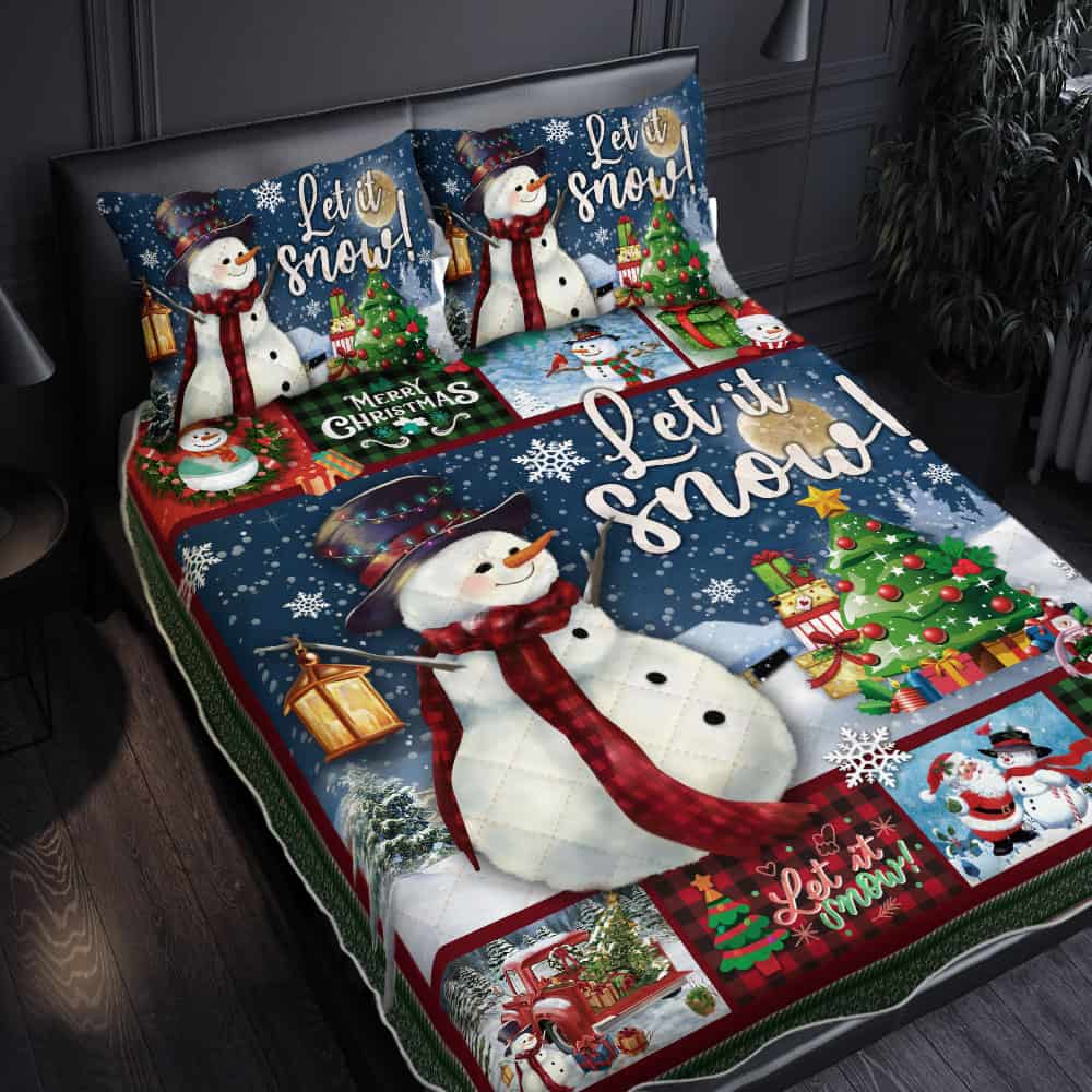 Snowman Quilt Bedding Set Let It Snow