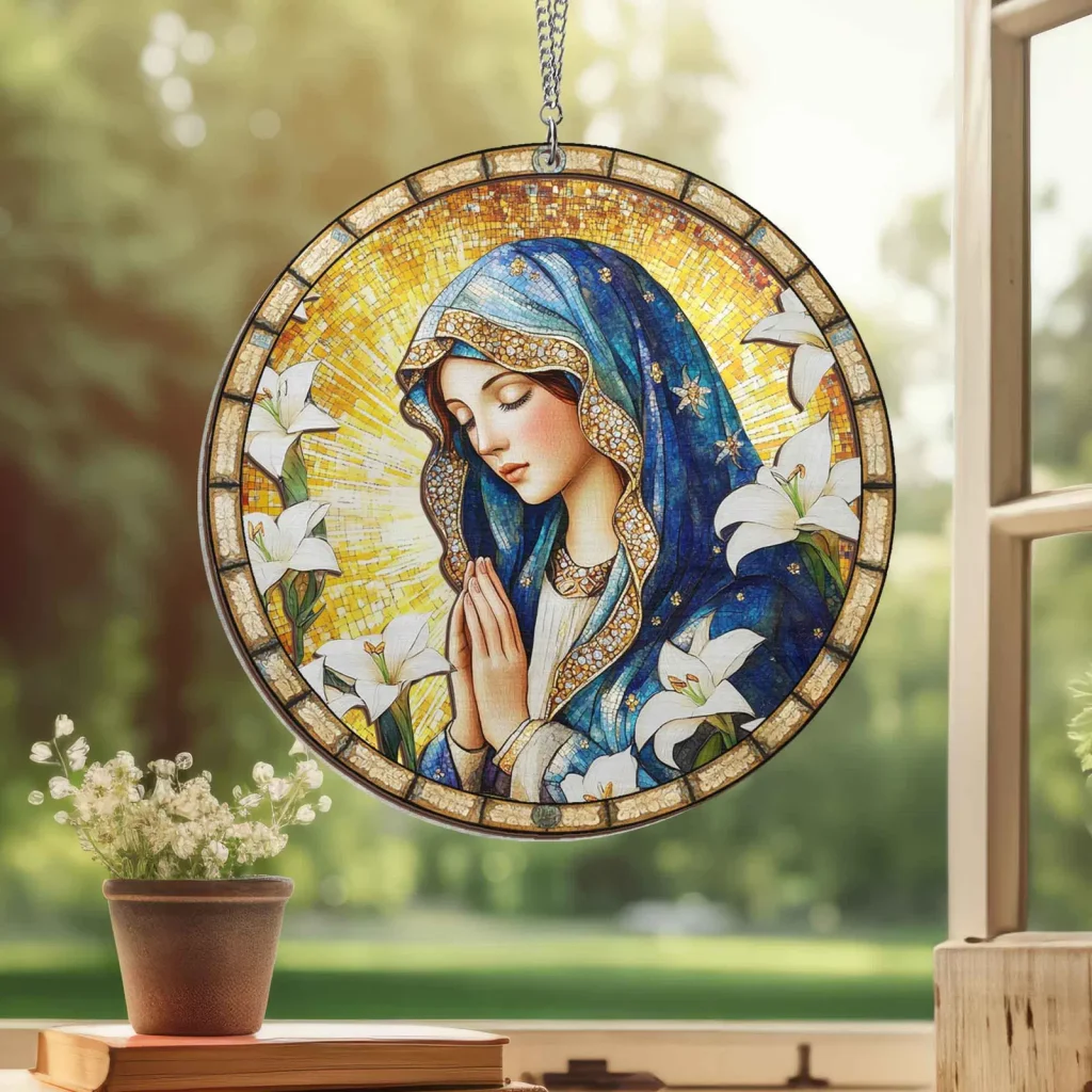 The Holy Mary 2 Layered Hanging Suncatcher