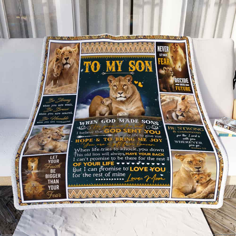 To My Son, I Believe That God Sent You Into My Life, Love Mom, Lion Sofa Throw Blanket