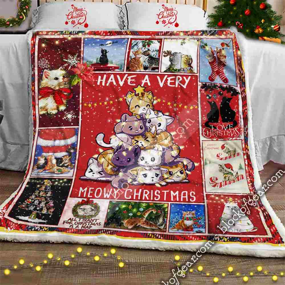 Very Meowy Christmas Sofa Throw Blanket