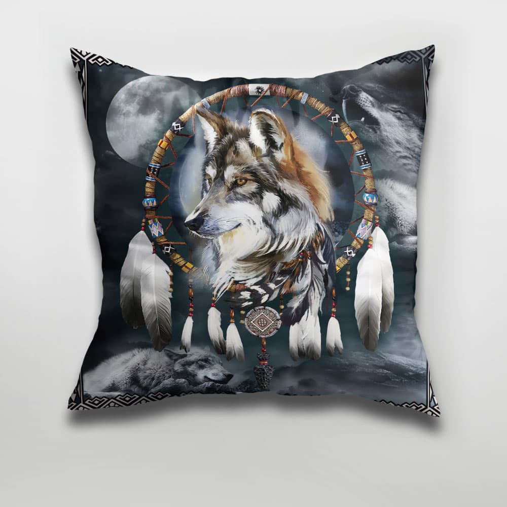 Wolf Native American Cushion