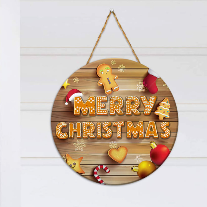 Christmas Cake Round Wooden Sign
