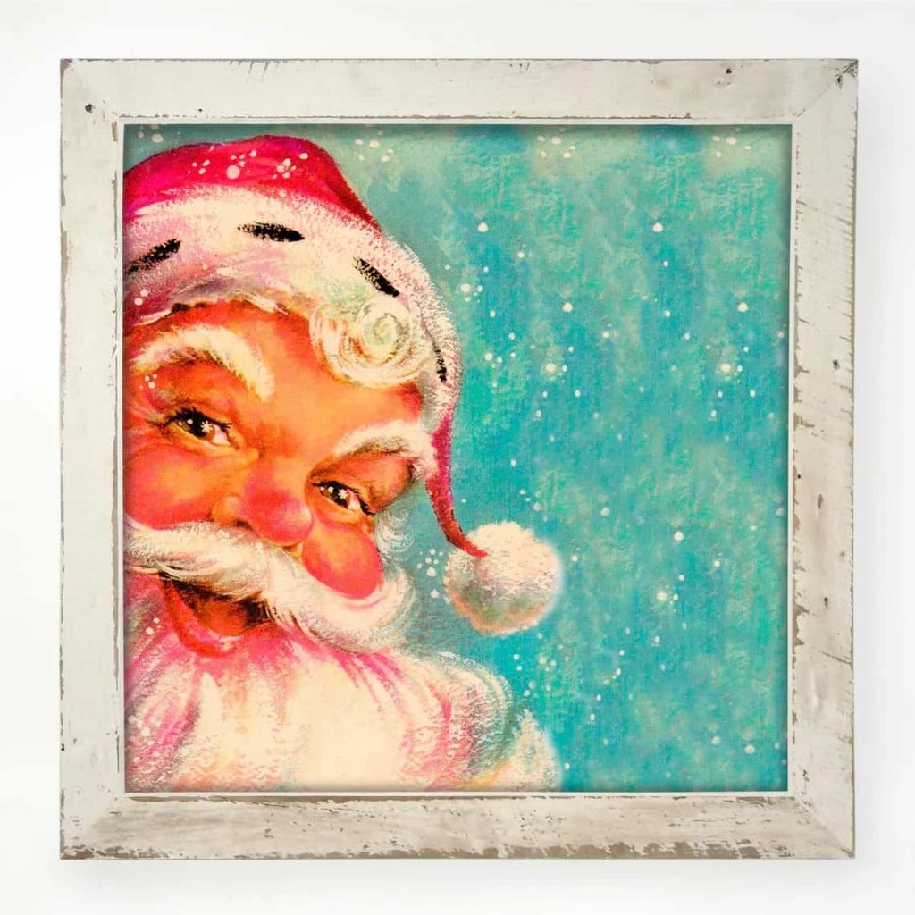 Framed Vintage Aqua Santa