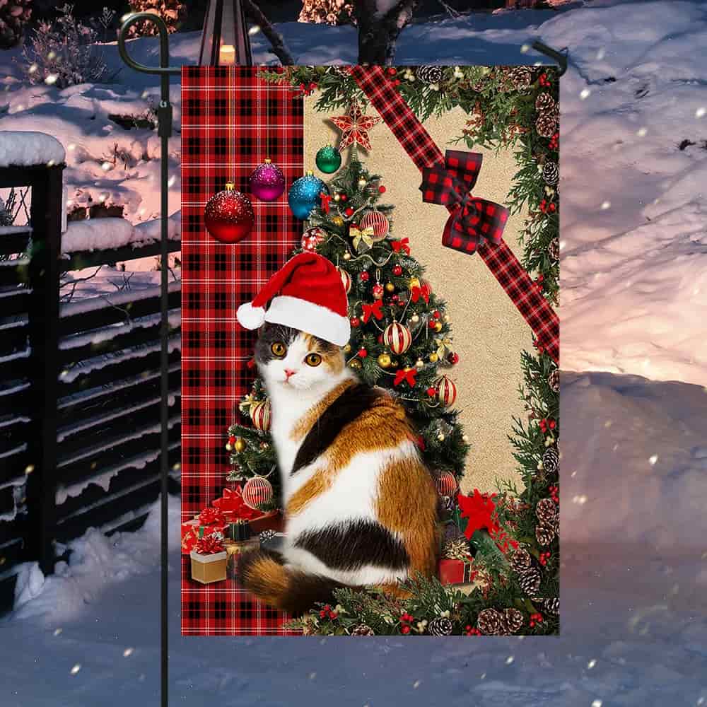 cat christmas outdoor flag