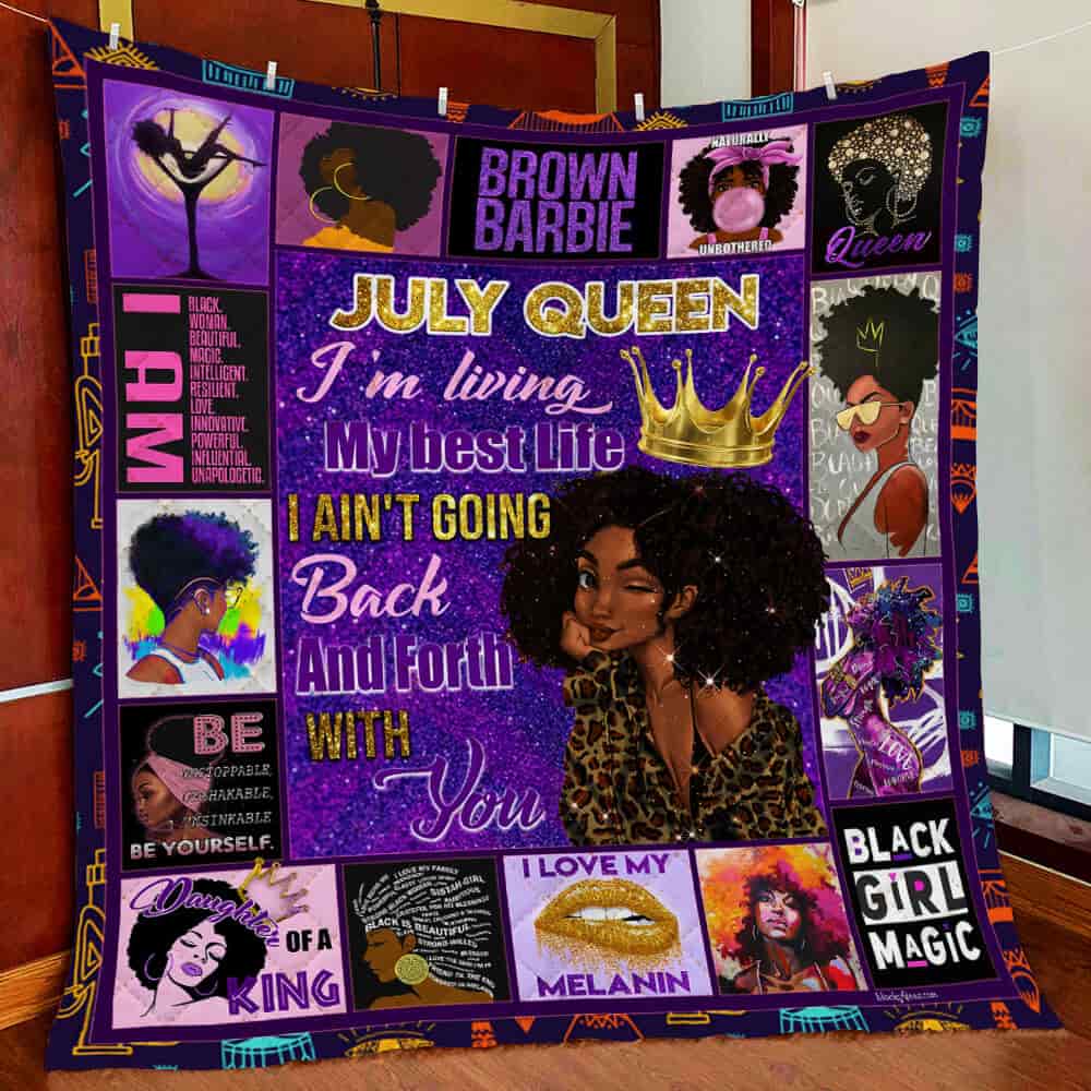 July Girl Black Queen Quilt Blanket