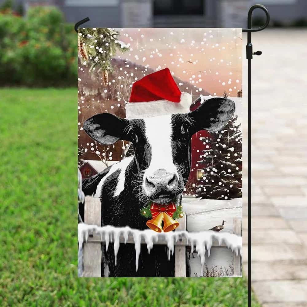 christmas cow garden flag