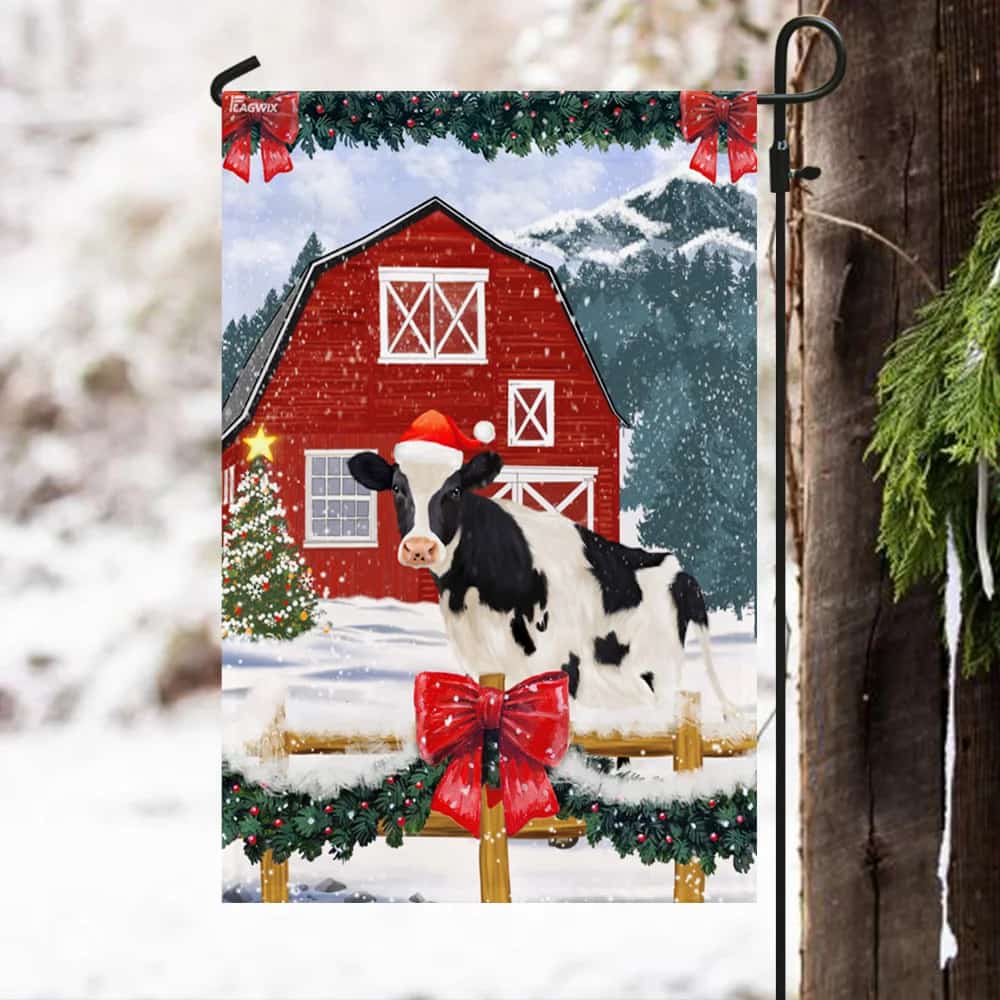 Farmhouse Cattle Barn Merry Christmas Flag
