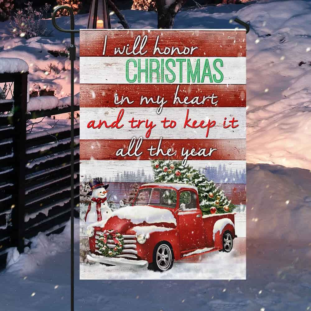 I Will Honor Christmas Red Truck Flag