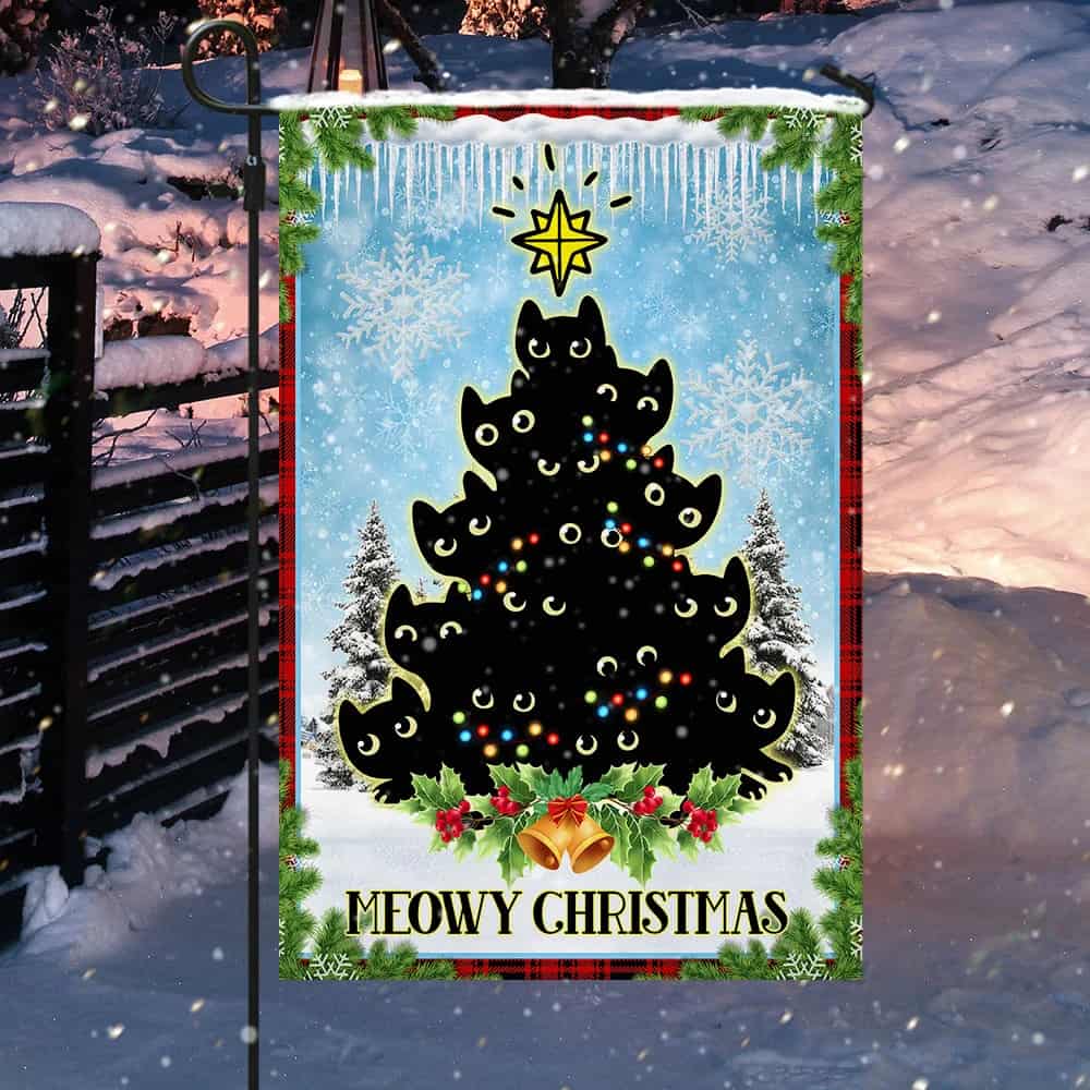 Black Cats Christmas Tree Flag
